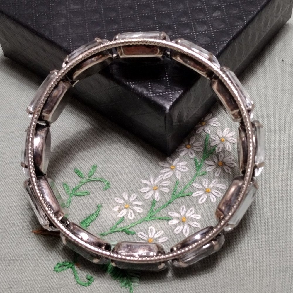 Large Rhinestone Bangle Bracelet - Picture 4 of 4